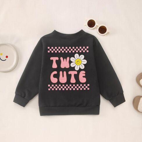 KEKEMI Two Cute Birthday Girl Sweatshirt 2T Girl Sunflower Birthday Outfit Two Years Old Long Sleeve Pullover Tops B-day Tops in Saudi Arabia