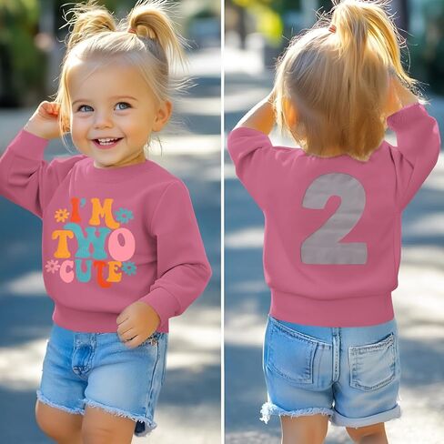 KEKEMI Birthday Sweatshirt for Toddler Girl I’M TWO CUTE Birthday Girl Outfit 2T B-Day Party Long Sleeve Shirt Cute Fall Tops in Saudi Arabia