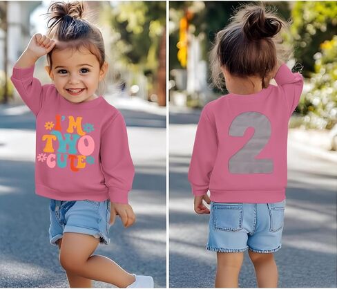 KEKEMI Birthday Sweatshirt for Toddler Girl I’M TWO CUTE Birthday Girl Outfit 2T B-Day Party Long Sleeve Shirt Cute Fall Tops in Saudi Arabia