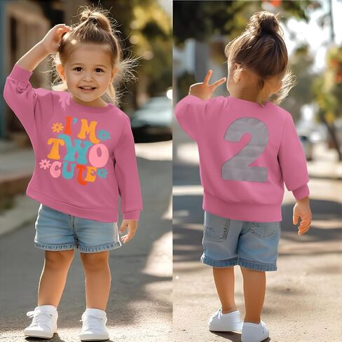 KEKEMI Birthday Sweatshirt for Toddler Girl I’M TWO CUTE Birthday Girl Outfit 2T B-Day Party Long Sleeve Shirt Cute Fall Tops in Saudi Arabia