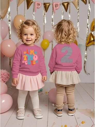 KEKEMI Birthday Sweatshirt for Toddler Girl I’M TWO CUTE Birthday Girl Outfit 2T B-Day Party Long Sleeve Shirt Cute Fall Tops in Saudi Arabia