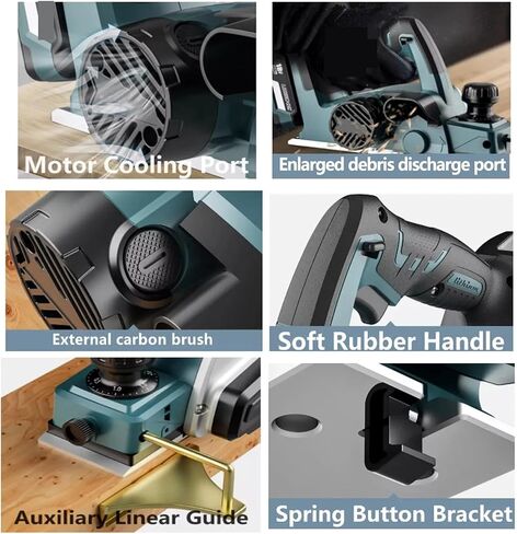 Wood Planer for Doors, 15000RPM Rechargeable Electric Planer Cordless Handheld Wood Cutting Woodworking Fit in Saudi Arabia