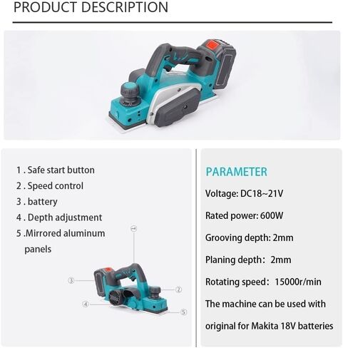 Cordless Electric Planer, 15000rpm Electric Router Trimmer With Wrench Wood Cutting Machine Woodworking Tool (2battery 4.0a) in Saudi Arabia