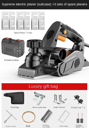 Portable Electric Planer for Woodworking, Household Small Multifunctional Wood Planer (A+3blades+flip Stand) in Saudi Arabia