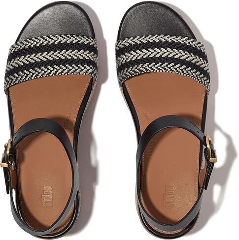 صندل نسائي من FitFlop بكعب على شكل V ونسيج على شكل حرف V وشريط للكاحل ويدج in Kuwait