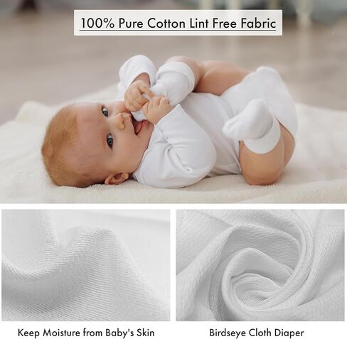 RUVANTI Unisex Birdseye Flat-Fold Cloth Diapers for Babies 3 Pack, 100% Cotton Reusable Diaper Inserts 23x23 Inches, White in Saudi Arabia