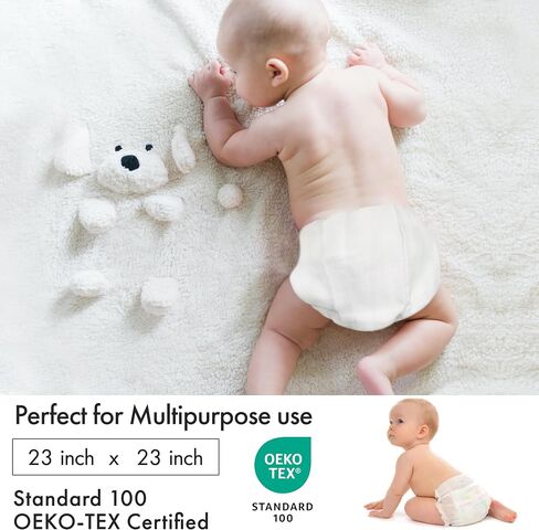 RUVANTI Unisex Birdseye Flat-Fold Cloth Diapers for Babies 3 Pack, 100% Cotton Reusable Diaper Inserts 23x23 Inches, White in Saudi Arabia