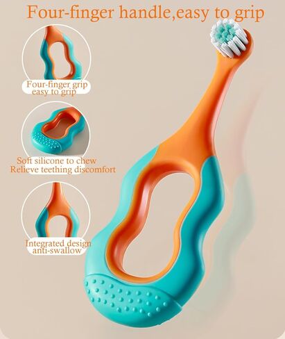 فرشاة أسنان للأطفال، فرشاة أسنان بتصميم مقبض كالاباش جميل، شعيرات ناعمة للرضع والأطفال الصغار، رأس صغير لعمر 0-3 سنوات، تخفيف التسنين، 4 عبوات in Kuwait