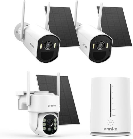 ANNKE Solar Wireless Security 4CH +2 Bullet Cam-Kit,64GB Memory Card with 9000mA Battery WiFi Camera,4MP,5MP Surveillance Home System,Color Night Vision,Spotlight Smart Alarm, PIR&Human Detection in Saudi Arabia
