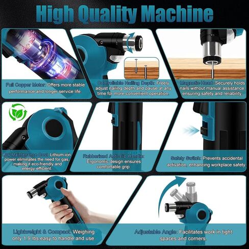 Yunseity Palm Nailer Cordless Auto Hammer, Palm Nailer Compatible, Three Adjustable Angles, Built In LED Light, for BL1830B BL1840B BL1850B BL1860B BL1815 BL1820 BL1825 194309 1 194205 in Saudi Arabia