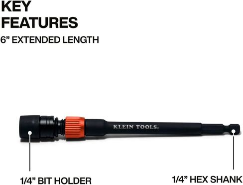 Klein Tools 31088 وصلة قفل مزدوج 6 بوصة، حامل لقمة تأثير ساق سداسية 1/4 بوصة، آلية قفل سريعة التحرير مع قفل ملتوي ثانوي، متوافق مع مفكات الصدمات والمثاقب in Saudi Arabia