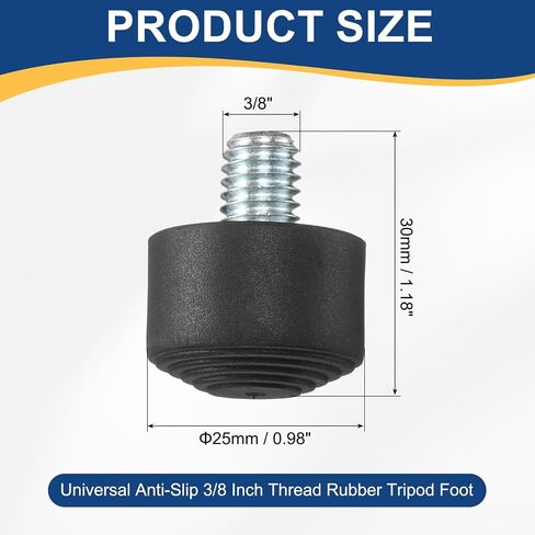 PATIKIL Rubber Foot Spike, Universal Anti-Slip M8 Thread Rubber Tripod Foot Spikes for Monopod Legs Pad Replacement Parts Designed on Smooth Uneven Surface (30x25mm) in Saudi Arabia