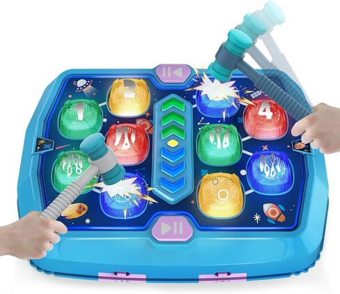 WAYKEE Whack Mole Game for Toddlers, Toys for 3 4 5 6+ Year Old Boys Girls, Interactive Toddler Boy Girl Toys with 3 Modes & 2 Hammers, Sound & Light, Birthday for 3-10 Year Old Boys Girls in Saudi Arabia