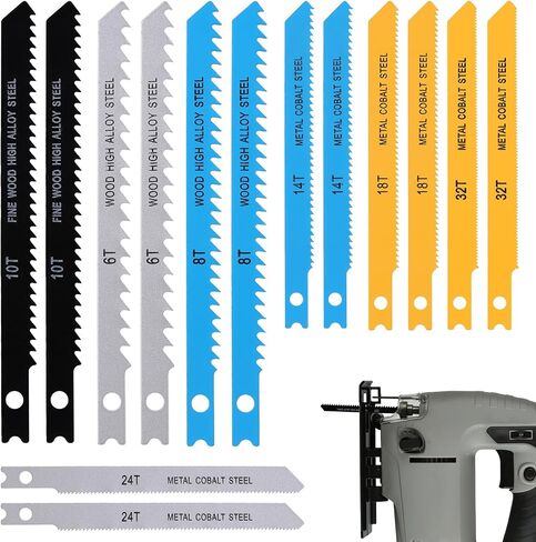 14 PCS U-Shank Jig Saw Blade Set, Jigsaw Blades for Wood Plastic Metal Cutting Fit Vast Majority U Shank Jigsaws Jigsaw Blades Set Includes 6T 8T 10T 14T 18T 24T 32T with Storage Case in Saudi Arabia