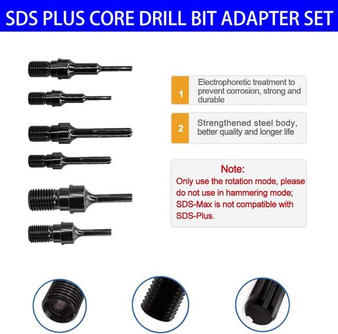 Converter for Concrete Core Bit Set, 1 Pcs 1-1/4"-7 UNC Male Thread to SDS Plus Core Drill Bit Adapter, 1 Pcs 5/8"-11 Male Thread to SDS Plus Arbor Core Drill Bit Adapter in Saudi Arabia