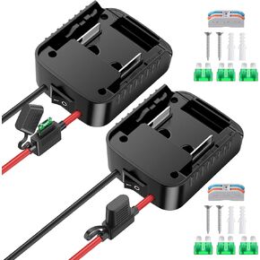 عبوتان من المحولات المتوافقة مع بطارية ماكيتا 18 فولت لمحول بطارية عجلة الطاقة، أداة الطاقة، سيارة لعبة RC DIY، مجموعة تحويل موصل الطاقة مع مفتاح وصمام، سلك 12AWG، طرف سلكي in Kuwait