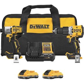 مجموعة أدوات كهربائية لاسلكية DEWALT 20 فولت للمحرك المطرقي والمثقاب المطرقي، تتضمن بطاريتين POWERPACK ™ بقدرة 4 أمبير وشاحن، 20 فولت MAX*XR® (DCK250QQ2) in Kuwait