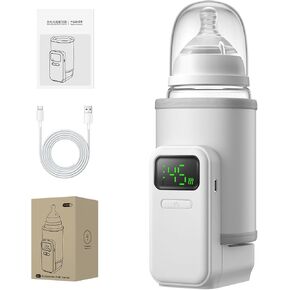 Portable Baby Bottle Warmer for Travel,Breastfeeding Essentials,Baby Bottle-Feeding Supplies Bottle Warmer On The Go,Breast Milk Warmer for Baby,Rechargeable 5000 mAh Battery,Digital Display in Saudi Arabia