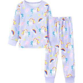 Mikrdoo طقم بيجامات للفتيات الصغيرات مكون من قطعتين بأكمام طويلة ملابس نوم ناعمة قابلة للتمدد للأطفال من عمر 12 شهرًا إلى 7 سنوات in Kuwait