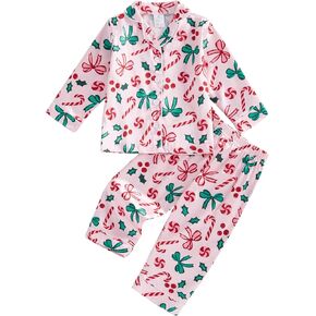 Baby Girls Thanksgiving Pajamas 2 Pcs Holiday Pajama Set Turkey Pie Print T Shirt + Pants Toddler Sleepwear Outfits in Saudi Arabia
