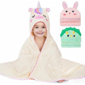 FIOBEE Toddler Bath Towel with Hood Baby Towels, 55x28 inch Large Soft Absorbent Kids Hooded Towels for 1-5 Years Old Baby Girls Boys Bath Beach Essentials Blanket, Pink Bunny in Kuwait