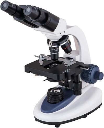 Binocular Biological Microscope for Students, 4X-100X Achromatic Lenses, Coaxial Focus, Double-Layer Stage for School & Lab Use in Saudi Arabia