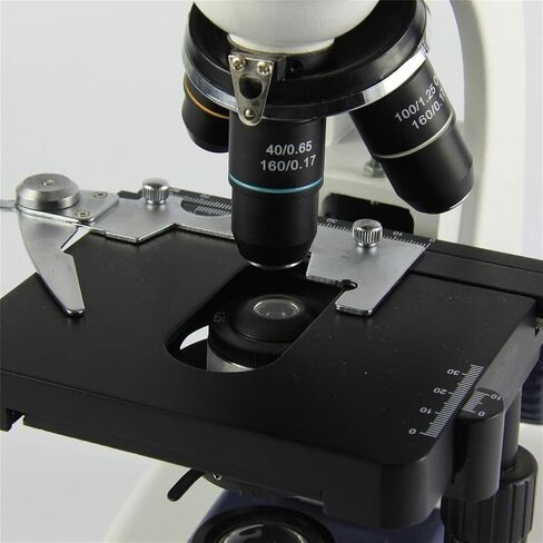 Binocular Biological Microscope for Students, 4X-100X Achromatic Lenses, Coaxial Focus, Double-Layer Stage for School & Lab Use in Saudi Arabia