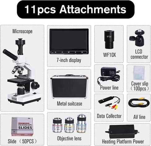 2000X Professional Binocular Biological Microscope, 5MP Digital Eyepiece, 7" LCD, Temperature-Controlled Stage for Lab Use in Saudi Arabia