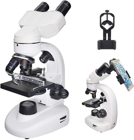 Binocular Biological Microscope 40X-1600X with LED Light, 360° Rotatable Head, WF Eyepieces, for Students and Home Lab Use in Saudi Arabia