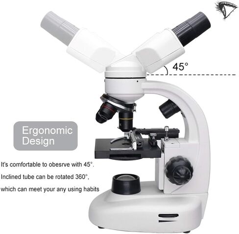 Binocular Biological Microscope 40X-1600X with LED Light, 360° Rotatable Head, WF Eyepieces, for Students and Home Lab Use in Saudi Arabia