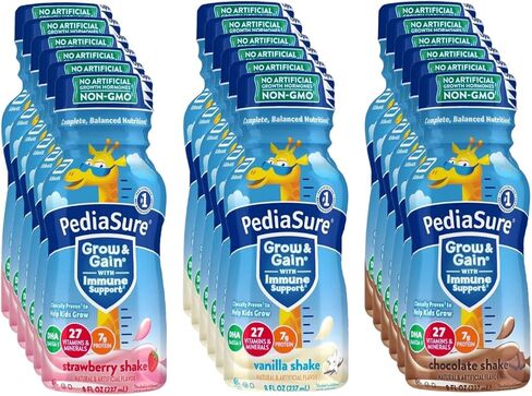 PediaSure Grow & Gain Nutrition Shake للأطفال، مجموعة متنوعة من مخفوقات دعم المناعة - 8 زجاجات أونصة سائلة - من Obanic (18 عبوة) in Saudi Arabia