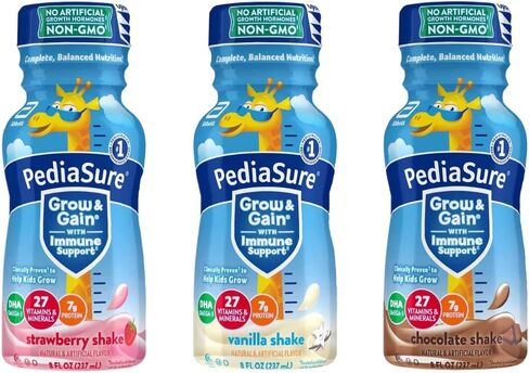 PediaSure Grow & Gain Nutrition Shake للأطفال، مجموعة متنوعة من مخفوقات دعم المناعة - 8 زجاجات أونصة سائلة - من Obanic (18 عبوة) in Saudi Arabia
