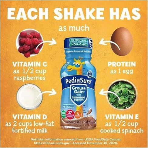 PediaSure Grow & Gain Nutrition Shake للأطفال، مجموعة متنوعة من مخفوقات دعم المناعة - 8 زجاجات أونصة سائلة - من Obanic (18 عبوة) in Saudi Arabia