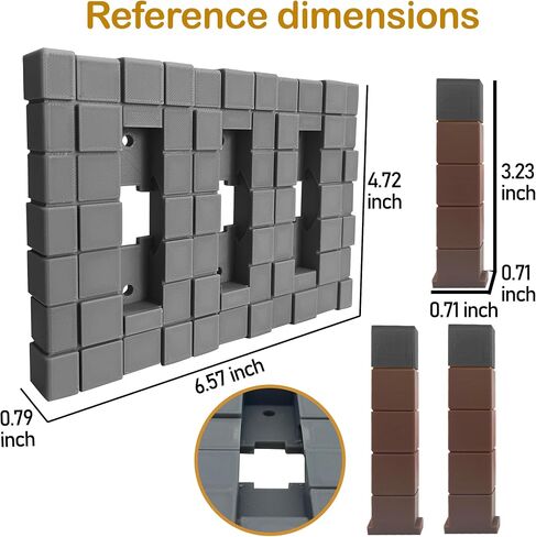 Game Room Light Switch Cover, Toggles Blocks Light Switch Cover, My World Room Decor, More Sturdy, Standard Size for Fans Kids Bedroom Decoration, Style Gray (3 Gangs Toggle) in Saudi Arabia