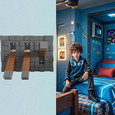 Game Room Light Switch Cover, Toggles Blocks Light Switch Cover, My World Room Decor, More Sturdy, Standard Size for Fans Kids Bedroom Decoration, Style Gray (3 Gangs Toggle) in Saudi Arabia