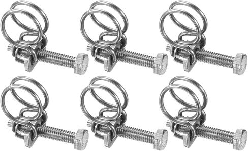 10-Pack Double Wire Hose Clamp, 43-48mm Stainless Steel Hose Clips Pipe Tube Clamps with M6 Bolt Adjustable for Dust Collection Hose/Pump/Rubber/PVC Pipe Connect [Silver] in Saudi Arabia