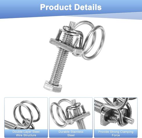10-Pack Double Wire Hose Clamp, 43-48mm Stainless Steel Hose Clips Pipe Tube Clamps with M6 Bolt Adjustable for Dust Collection Hose/Pump/Rubber/PVC Pipe Connect [Silver] in Saudi Arabia