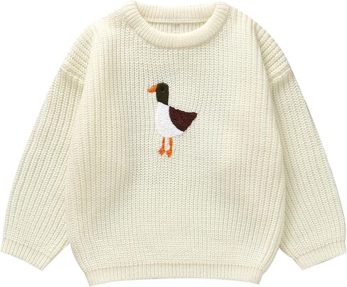 Toddler Girl/Boy Sweater Cute Animal Embroidered Sweater Fall Winter Chicken/Goose/Duck Outfit 1-5Y in Saudi Arabia