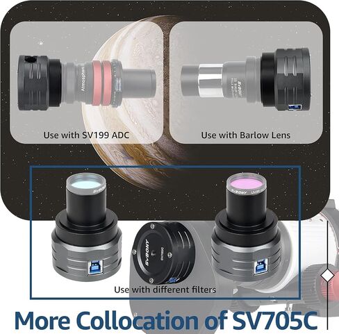 كاميرا تلسكوب SVBONY SV705C، كاميرا فلك بمستشعر IMX585 مع فلتر USB 3.0 و1.25 بوصة للأشعة فوق البنفسجية والأشعة تحت الحمراء in Saudi Arabia