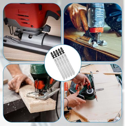 T101AI شفرات المنشار T-Shank لمقاولي الخشب المتنوعة، مجموعة شفرات منشار الرقصة 4 بوصة، 5 قطع T Shank Jig Saw Blade للتقطيع السريع للخشب والخشب الصلب والخشب الرقائقي والبلاستيك والمعادن والفضة in Kuwait