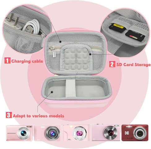 Digital Camera Case for CAMKORY DC403/KODAK PIXPRO FZ55/FZ45/ FZ43/ FZ53/Ricoh gr/Sony DSCW800/ DSCW830，Small Cameras Storage Holder for Travel Accessories SD Card Pink (Bag Only) in Saudi Arabia