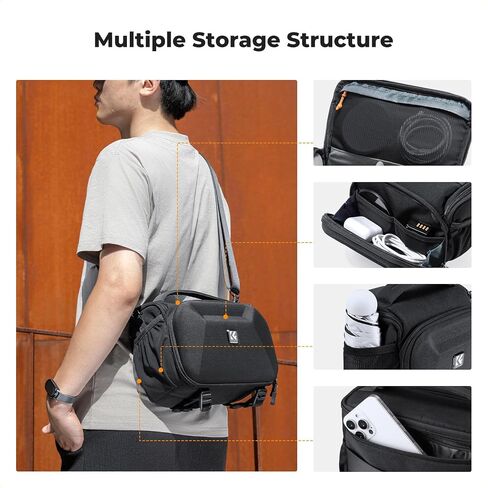 K&F CONCEPT Camera Sling Bag, Waterproof Crossbody Shoulder Bag Compatible with Canon Nikon Sony DSLR/SLR/Mirrorless Cameras and Lenses with Front EVA Hard-Shell Protection &Tripod Holder in Saudi Arabia