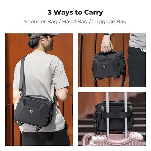 K&F CONCEPT Camera Sling Bag, Waterproof Crossbody Shoulder Bag Compatible with Canon Nikon Sony DSLR/SLR/Mirrorless Cameras and Lenses with Front EVA Hard-Shell Protection &Tripod Holder in Saudi Arabia