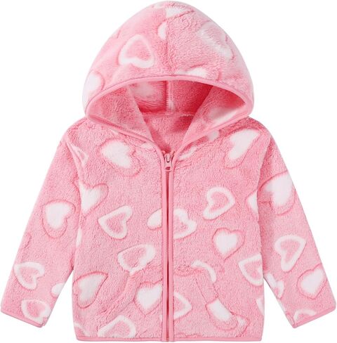 طفل طفل فتيات فتيات الخريف سقوط الصوف جاكيتات مقنعين مضغوطة على المطبوعات اللطيفة معاطف غامضة الحجم 12 18 24 شهرًا 2T 3T 5T in Kuwait