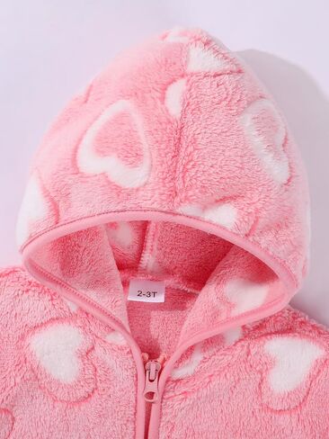 طفل طفل فتيات فتيات الخريف سقوط الصوف جاكيتات مقنعين مضغوطة على المطبوعات اللطيفة معاطف غامضة الحجم 12 18 24 شهرًا 2T 3T 5T in Kuwait