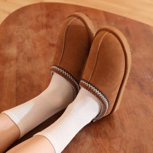 شبشب OOW من الجلد السويدي الأصلي للنساء مع أحذية منزلية غامضة من الإسفنج الذكي للاستخدام الداخلي والخارجي in Kuwait