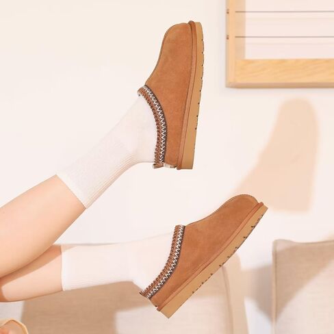 شبشب OOW من الجلد السويدي الأصلي للنساء مع أحذية منزلية غامضة من الإسفنج الذكي للاستخدام الداخلي والخارجي in Kuwait