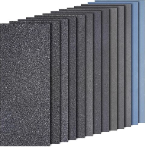 Sand Paper Assortment, 52 Sheets Assorted Grits 120/150/180/240/320/400/600/800/1000/1500/2000/2500/3000, 4 Sheets Each, 9 x 3.6 Inches, Dry & Wet Sanding, Abrasive Sanding Sheets in Saudi Arabia
