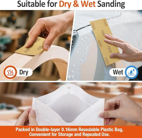 Sand Paper Assortment, 52 Sheets Assorted Grits 120/150/180/240/320/400/600/800/1000/1500/2000/2500/3000, 4 Sheets Each, 9 x 3.6 Inches, Dry & Wet Sanding, Abrasive Sanding Sheets in Saudi Arabia