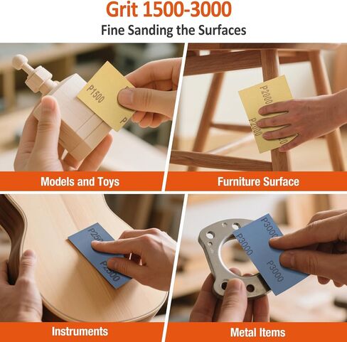Sand Paper Assortment, 52 Sheets Assorted Grits 120/150/180/240/320/400/600/800/1000/1500/2000/2500/3000, 4 Sheets Each, 9 x 3.6 Inches, Dry & Wet Sanding, Abrasive Sanding Sheets in Saudi Arabia
